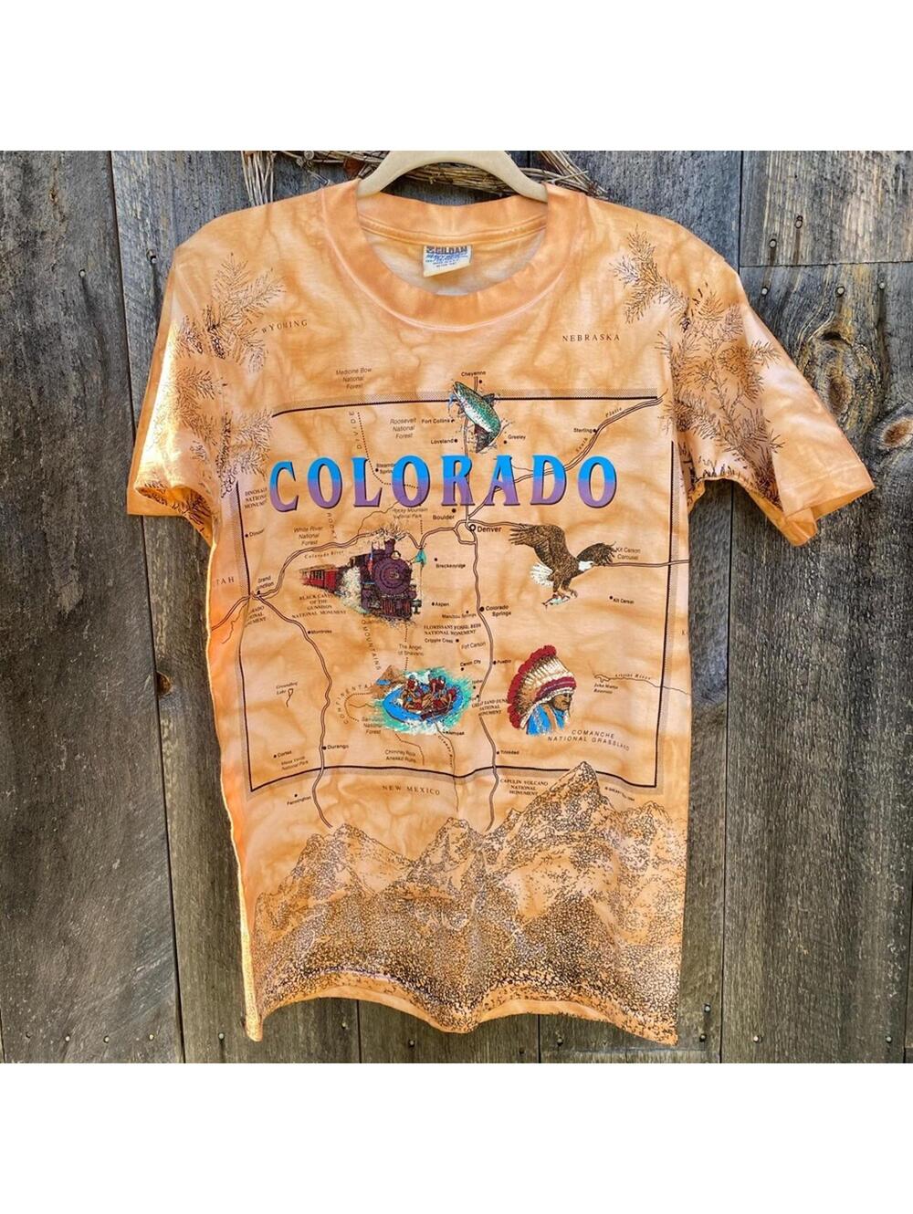 Vintage Colorado Full All Over Graphic Tie-Dye Sneaky Tees Shirt Size Medium